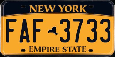 NY license plate FAF3733