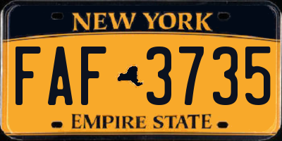 NY license plate FAF3735