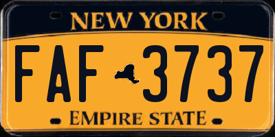 NY license plate FAF3737