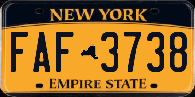 NY license plate FAF3738