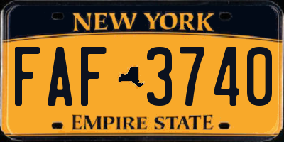 NY license plate FAF3740