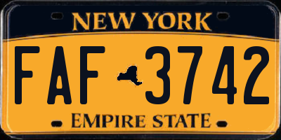 NY license plate FAF3742