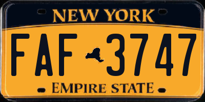 NY license plate FAF3747