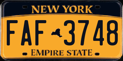 NY license plate FAF3748