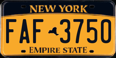 NY license plate FAF3750