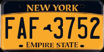NY license plate FAF3752
