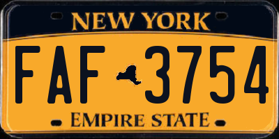 NY license plate FAF3754