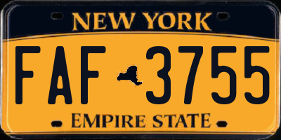 NY license plate FAF3755