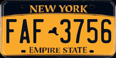 NY license plate FAF3756