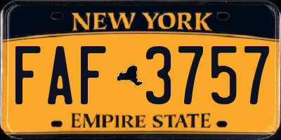 NY license plate FAF3757