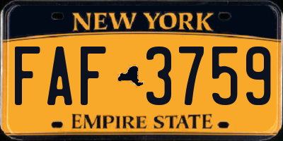 NY license plate FAF3759