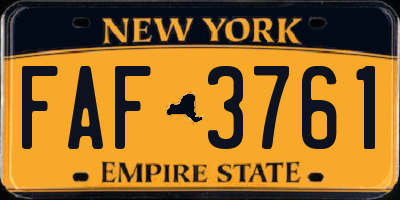 NY license plate FAF3761