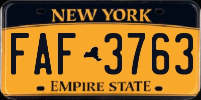 NY license plate FAF3763