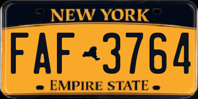 NY license plate FAF3764