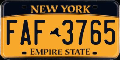 NY license plate FAF3765