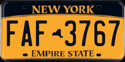 NY license plate FAF3767