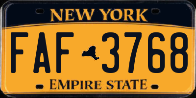 NY license plate FAF3768