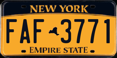 NY license plate FAF3771