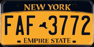 NY license plate FAF3772