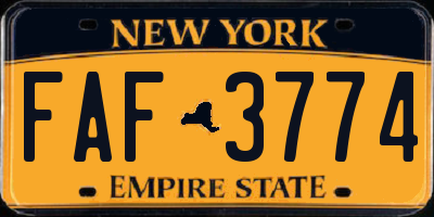 NY license plate FAF3774