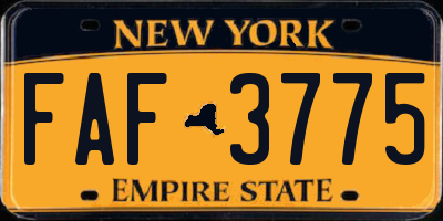 NY license plate FAF3775