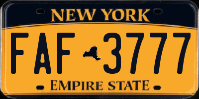 NY license plate FAF3777