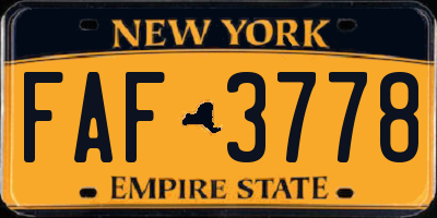 NY license plate FAF3778