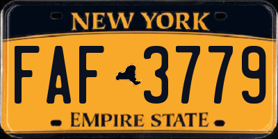 NY license plate FAF3779