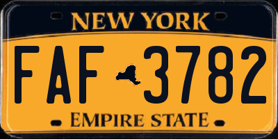 NY license plate FAF3782