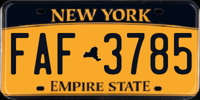 NY license plate FAF3785
