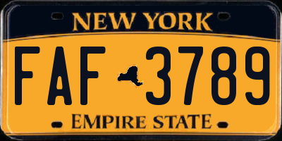 NY license plate FAF3789