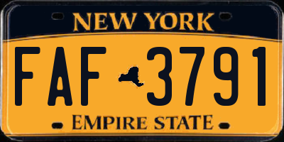 NY license plate FAF3791