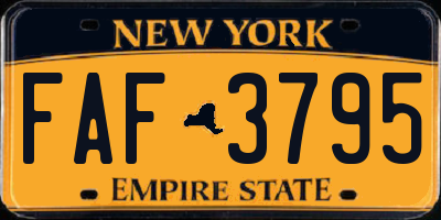 NY license plate FAF3795