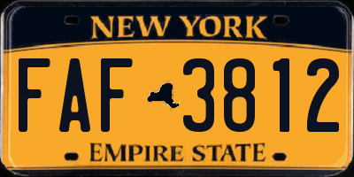 NY license plate FAF3812