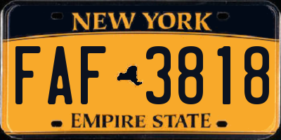 NY license plate FAF3818