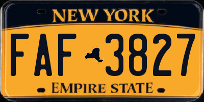 NY license plate FAF3827
