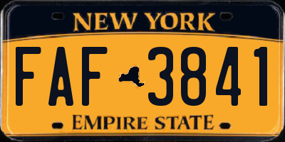 NY license plate FAF3841