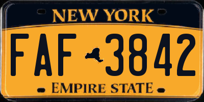 NY license plate FAF3842