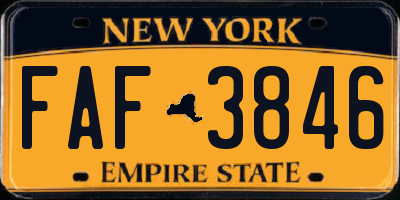 NY license plate FAF3846