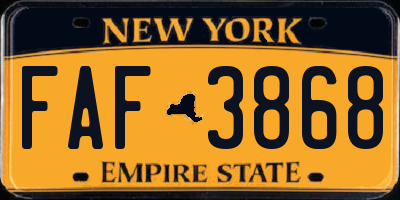 NY license plate FAF3868