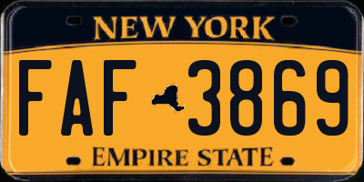 NY license plate FAF3869