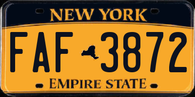 NY license plate FAF3872