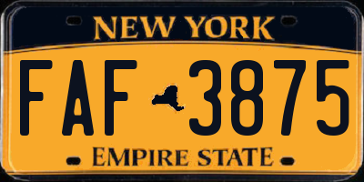 NY license plate FAF3875