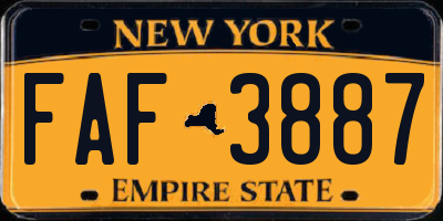NY license plate FAF3887