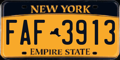 NY license plate FAF3913