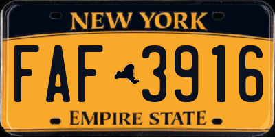 NY license plate FAF3916