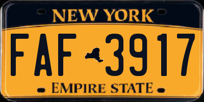 NY license plate FAF3917