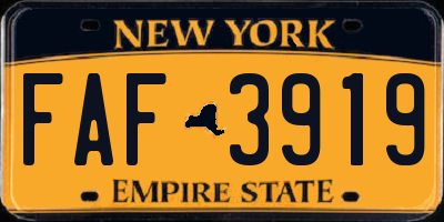 NY license plate FAF3919