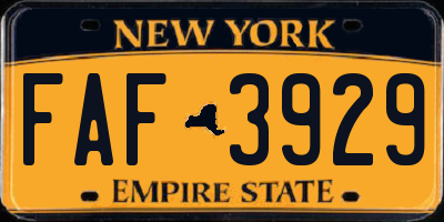 NY license plate FAF3929