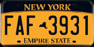 NY license plate FAF3931